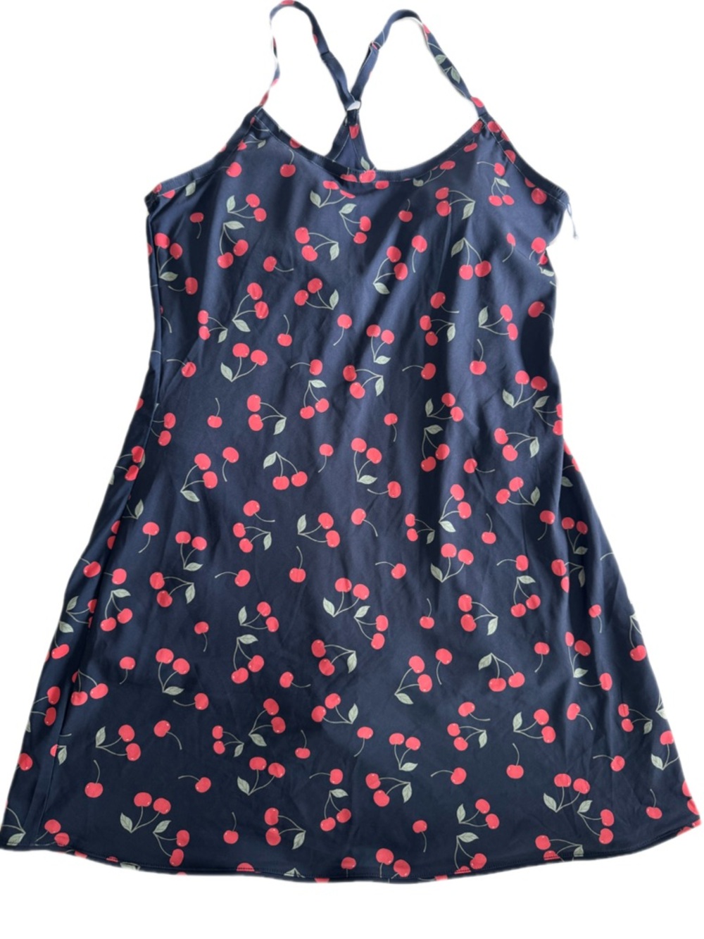 Outdoor Voices Navy Cherry-Print Tank Dress